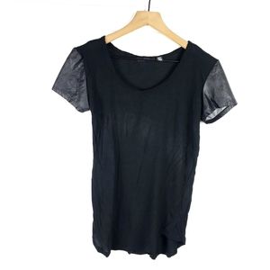 3/$25 RDI faux leather sleeve top | Size S